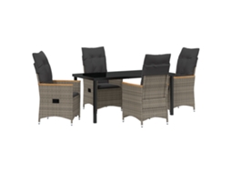 Conjunto 5 De Móveis Para Jardim Com Almofadas Vidaxl Cinza Rattan Polipropileno