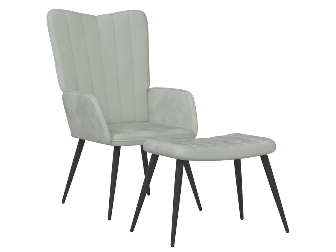 Relaxing Chair With Stool, Relaxing Chairs With Stools Vidaxl Cinzeto Veludo