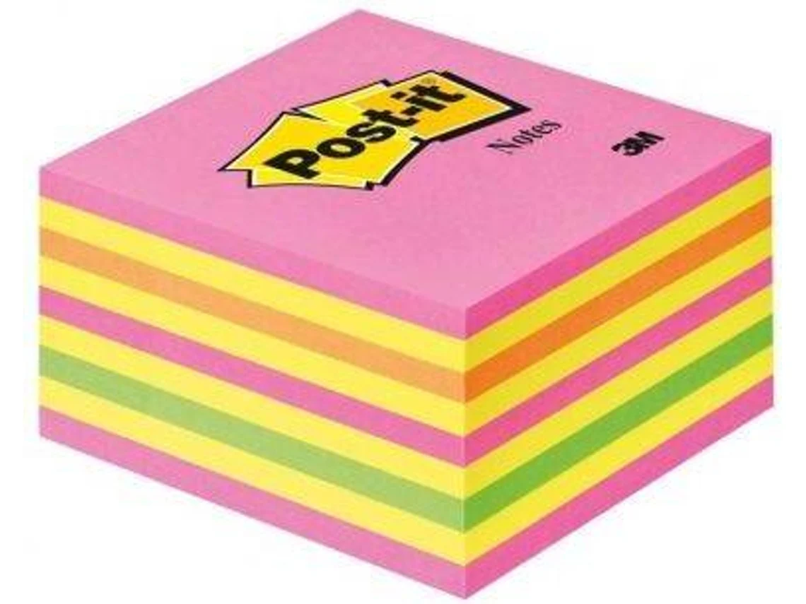 Bloco de Notas Adesivas 3M Post-It (450 Folhas - 7.6x7.6x4.5cm - Multicor)