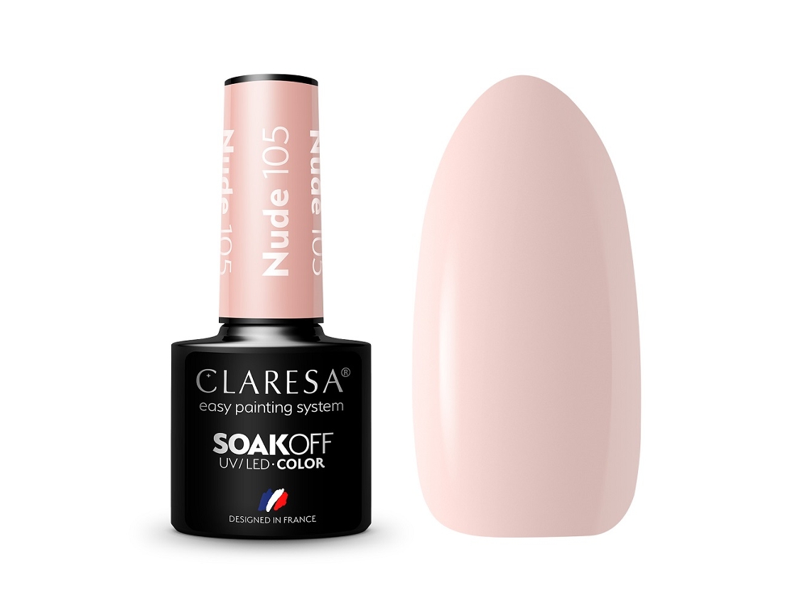 Nude 105 Gel Polish 5g Durable Uv/led Hybrid Nail Color, Professional Soak Off Formula Claresa