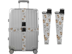 Conjunto De 2 Cintas Bagagem Personalizadas Com Formato Cabeça Cachorro E Fivelas Fixação, Cinza