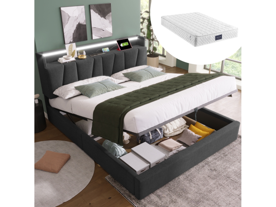 Cama de casal 140x200cm, feita de madeira, robusta, durável, design prático, fácil de montar, qualidade superior, colchão não incluso.