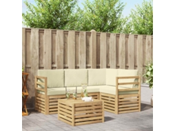 Vidaxl Conjunto De Sofás Para Exterior 5 Pcs Branco E Creme Poliéster