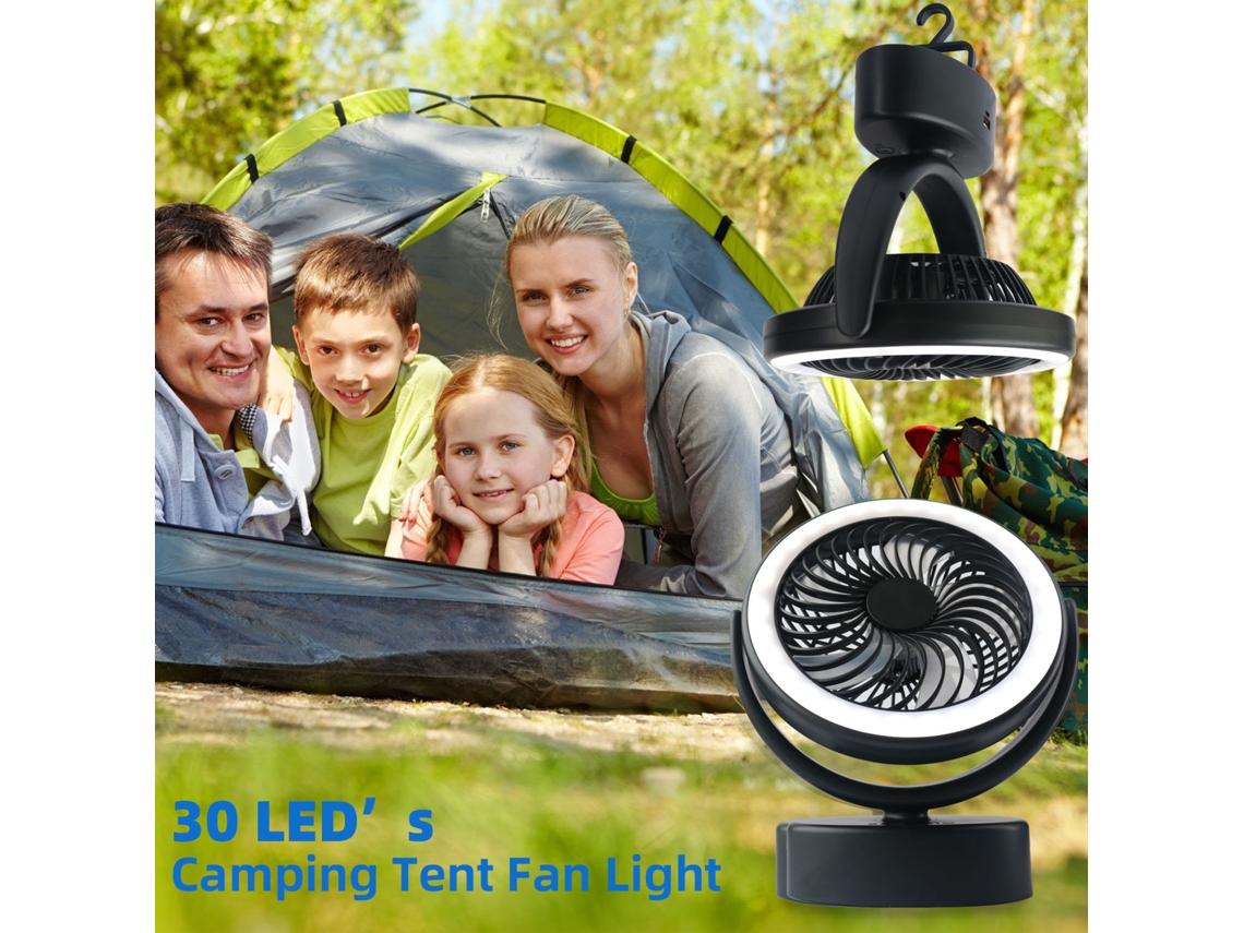 Lâmpada Ventilador Camping Recarregável Portátil 30led