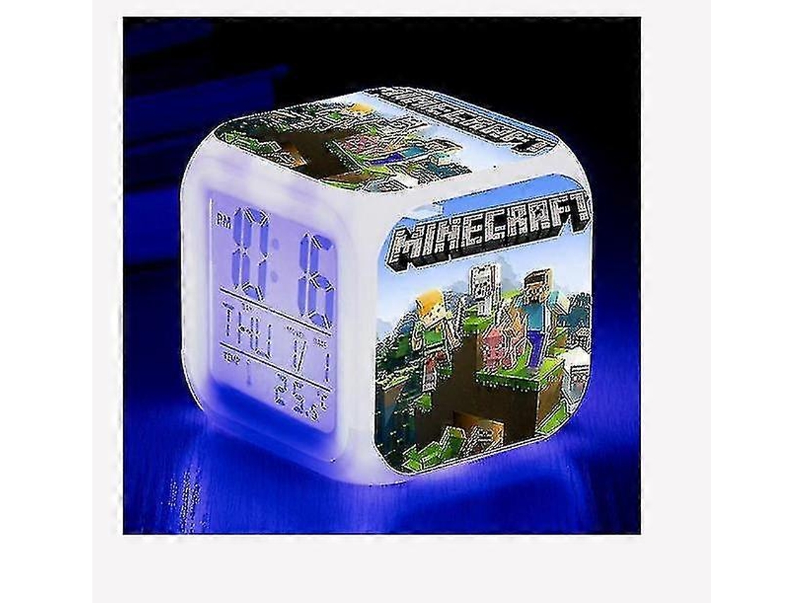 Despertador Minecraft Coolie Assustado Desenho Animado Led Digital Colorido Luminoso Presente De Aniversário Presente De Natal Estilo Hengjian