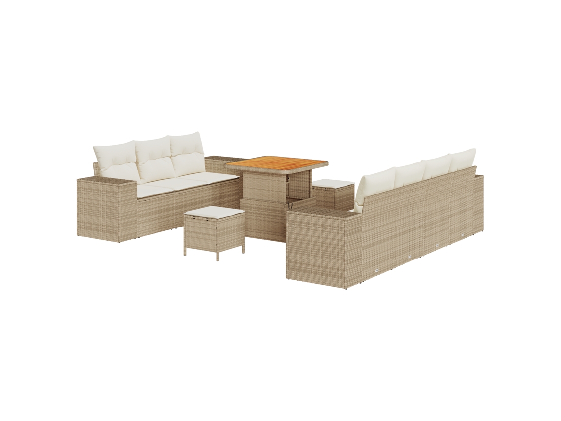 Conjunto 10 De Sofá De Jardim De Vidaxl Com Travesseiros Bege Bege Vime