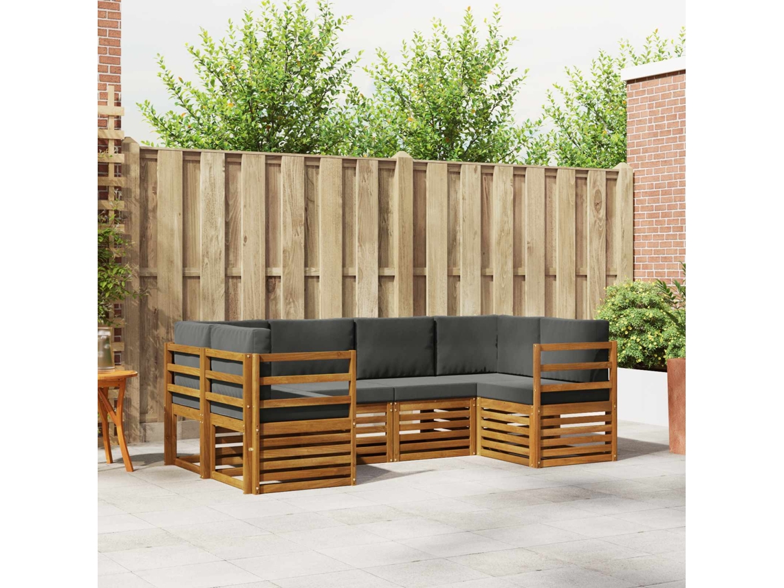 Vidaxl Conjunto De Sofás Para Exterior 6 Unid. Natural E Antracite
