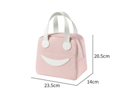 Bolsa térmica para almoço com carinha sorridente rosa Aquaforge, fácil de limpar