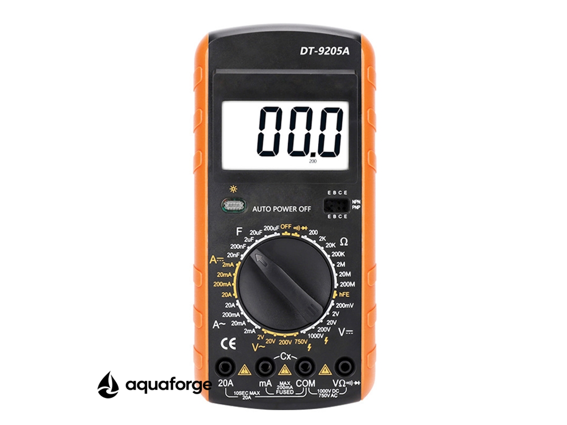 Multímetro Digital Aquaforge Dt-9205a, Ecrã Lcd, Teste De Diodos