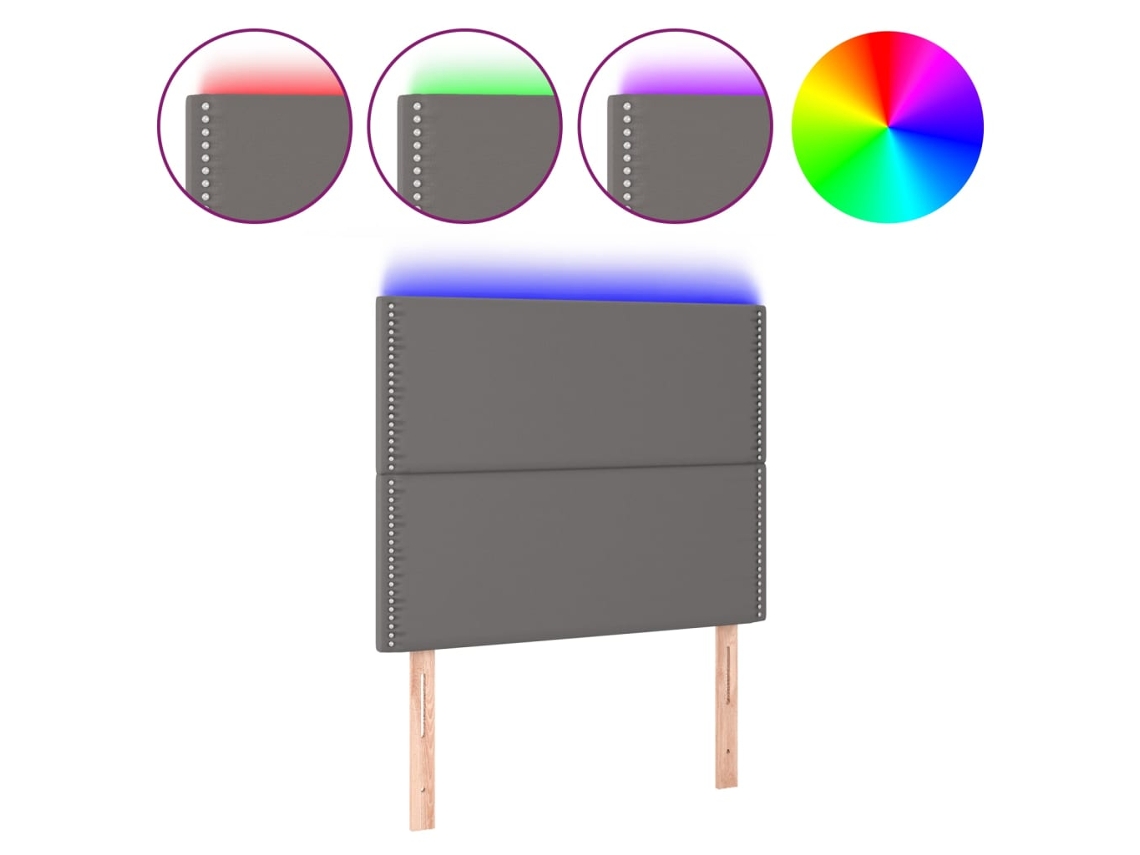 Led Headboard, Led Headboards Vidaxl Cinzeto Couro Artificial (100 X 5 X 118/128 Cm)