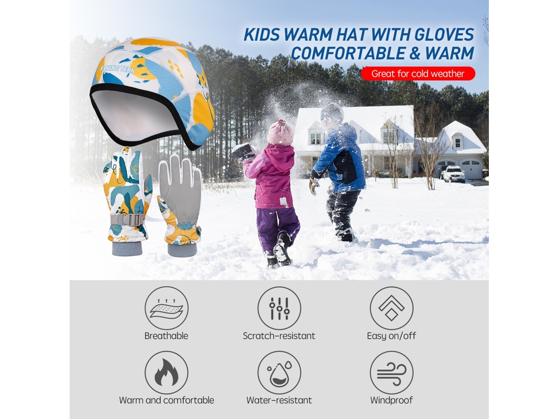 Lurelia Conjunto De Boné E Luvas Quentes Para Crianças Inverno Com Ajustável