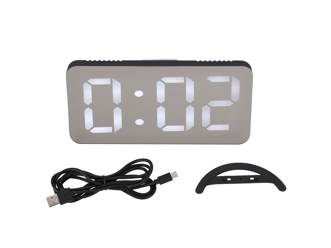 Despertador digital multifuncional LED Baok com 2 portas USB e ajuste automático de brilho para quarto e escritório (TS-8201-HW)