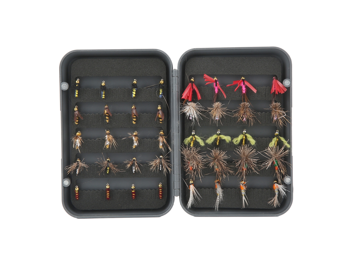 Fly Fishing Flies Set (for Chub Andbass, Bionic Insect Lures) 40-piece Mixed Color Feather Hooks Lures Fishhooks Bubble Wrap Packaging