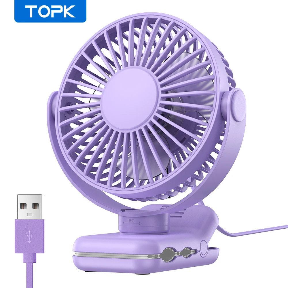 (roxo) Mini Ventilador Portátil Silencioso Com Clipe