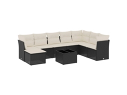 Maison Exclusive - 9 Pcs Conjunto De Sofás P/ Jardim C/ Almofadões Vime Pe Preto