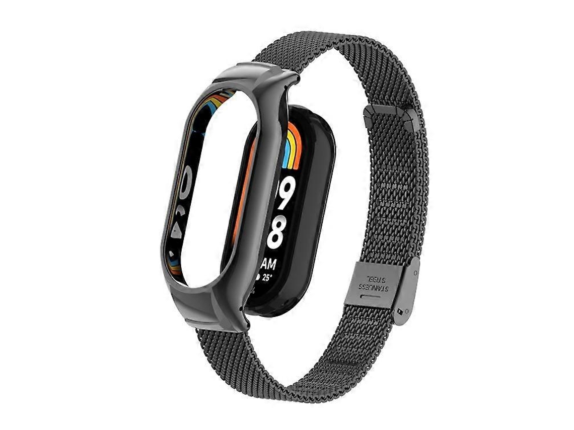 Pulseira Ajustável Em Malha Milanesa Metálica Compatível Com Xiaomi Smart Band 8 Com Estojo. Olysi Shop