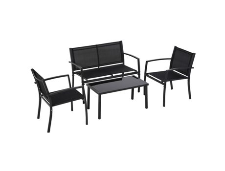 Adelaide Salão de Jardim de Design com Sofá 2 Poltronas Mesa de Centro com Prateleira de Vidro FRANKYSTAR