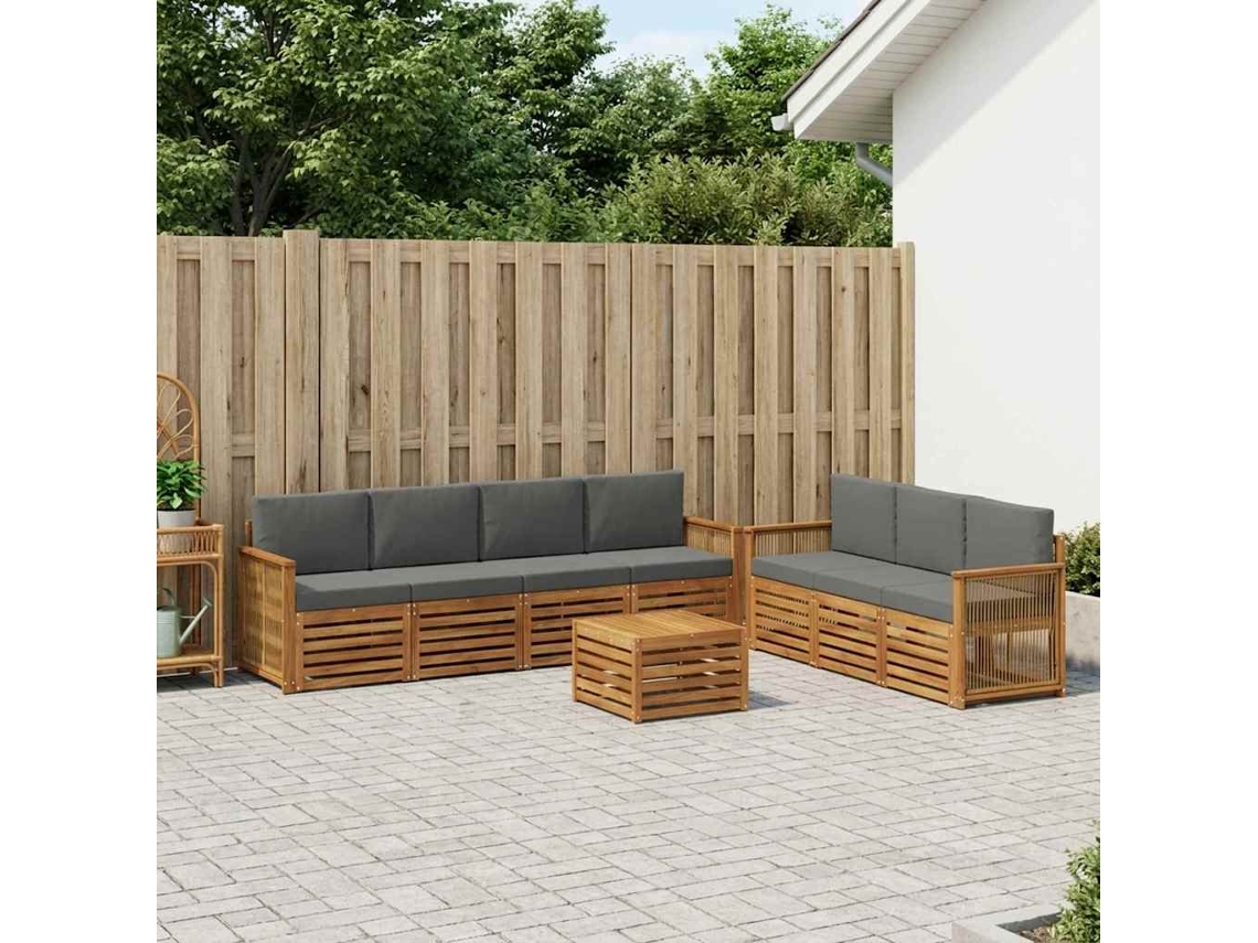 Vidaxl Conjuntos De Sofás Com Almofada 8 Pcs Madeira Sólida De Acácia