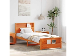 Vidaxl Estrutura Da Cama Com Prateleira Marrom Cera 100 X 200 Cm