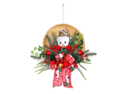 Laxiscreed Coroa De Natal Santa Claus Em Cesto De Bambu Para Decoração De Exterior