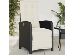 Cadeira De Jardim Reclinável C/ Apoio Para Os Pés Vime Pe Preto Dkd Home Decor