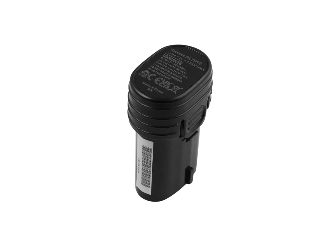 Bateria de substituição para Makita TD020 / BL7010 Li-Ion 7,2 V 2000 mAh 14 WH - Preto - Aviso