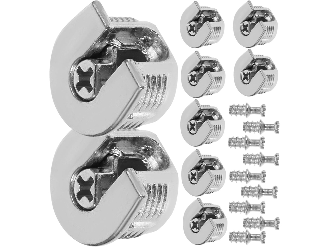 Conjunto De 10 Peças Ferragens Prateadas Para Móveis Jojofuny Com Parafusos 6mm, Travas De Came Para Armários E