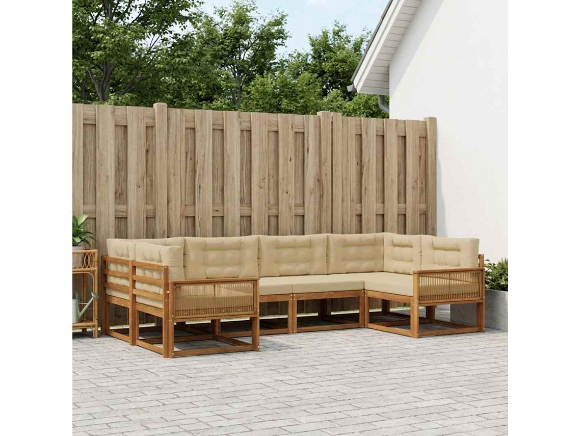Vidaxl Conjunto De Sofás Para Exterior 6 Pcs Natural E Bege