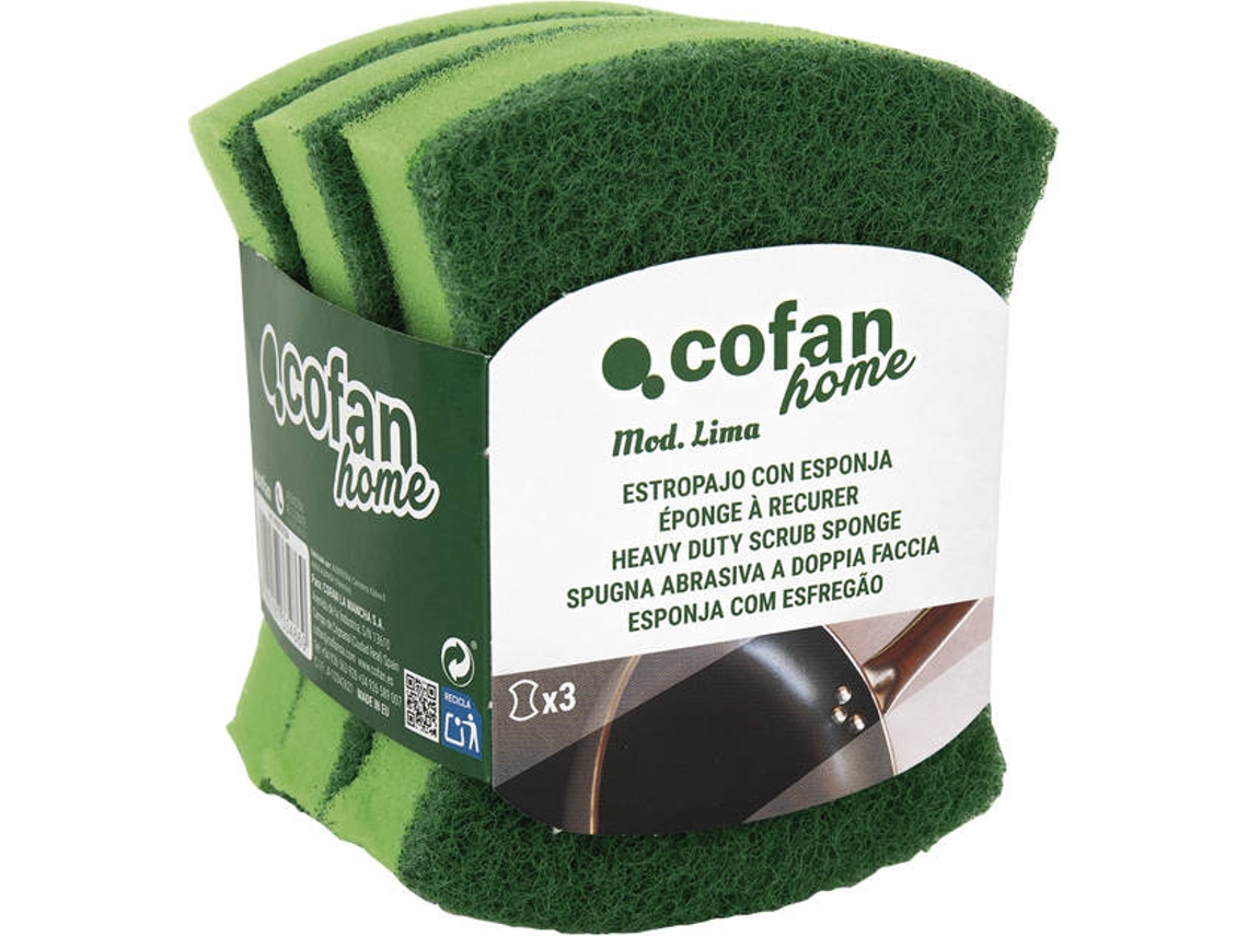 Conjunto De 3 Esponjas Verdes com Esponja Modelo Lima Caixa 16 Unid.