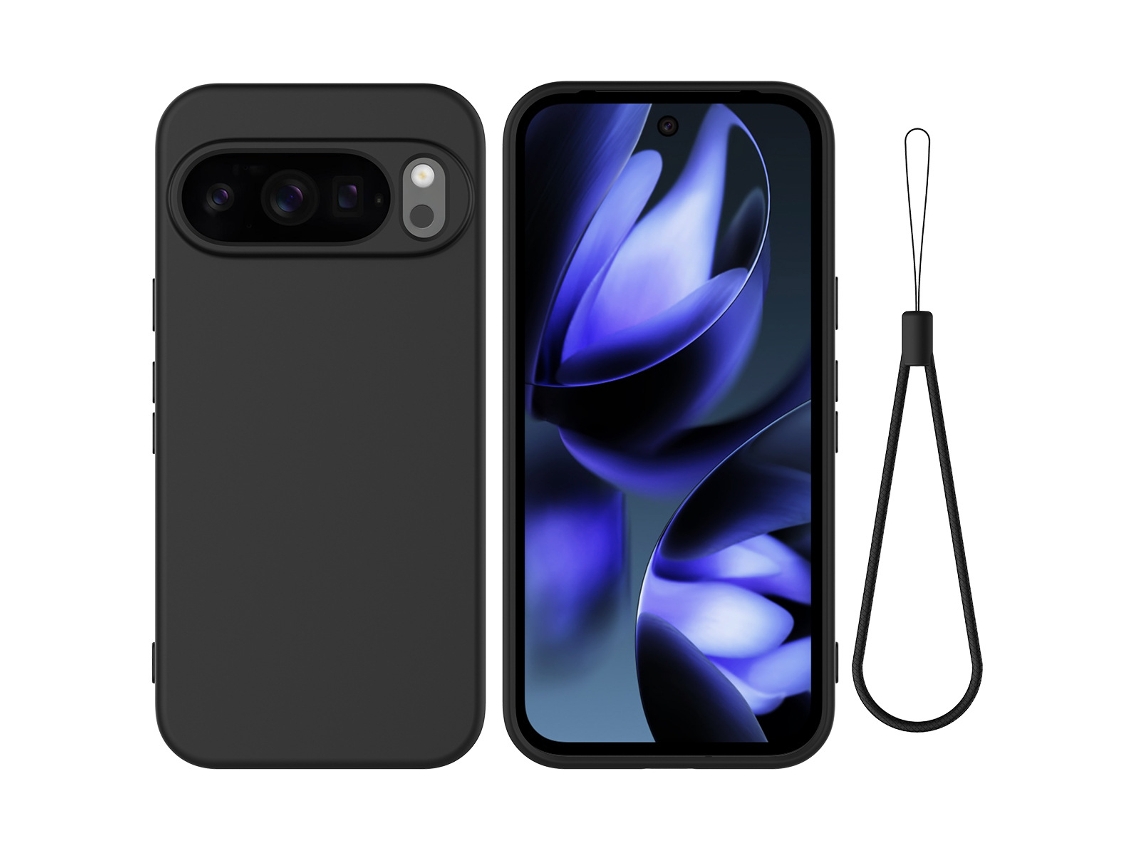 Capa Para Google Pixel 10 Pro, Silicone De Cor Sólida Com Cordão, Preta Gertiz