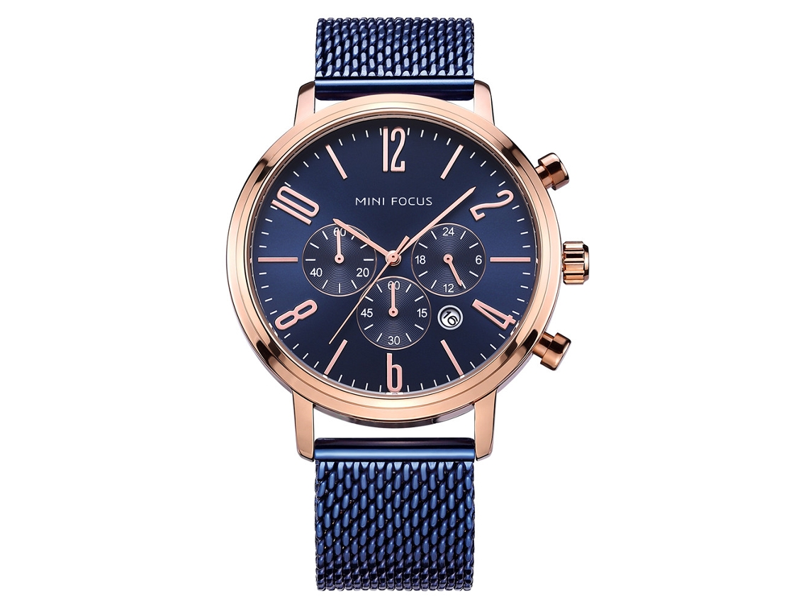 Relógio masculino de metal à prova d'água, com pulseira ajustável e design minimalista.