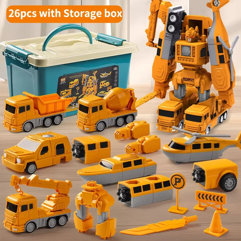 (conjunto De 26 Peças) Brinquedo De Montagem De Carro De Engenharia De Deformação Magnética