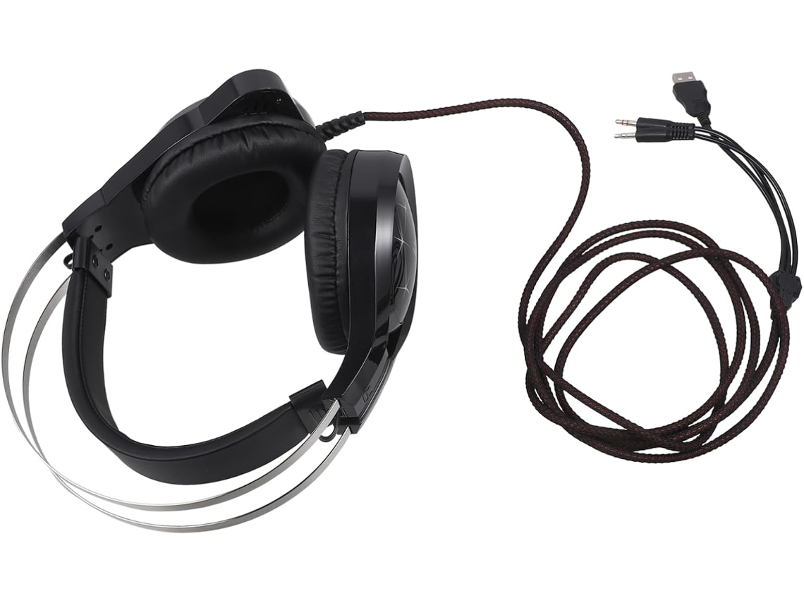 Fone De Gamer Com Fio E Toque Em Metal Preto Para Jogos, 7 Cores