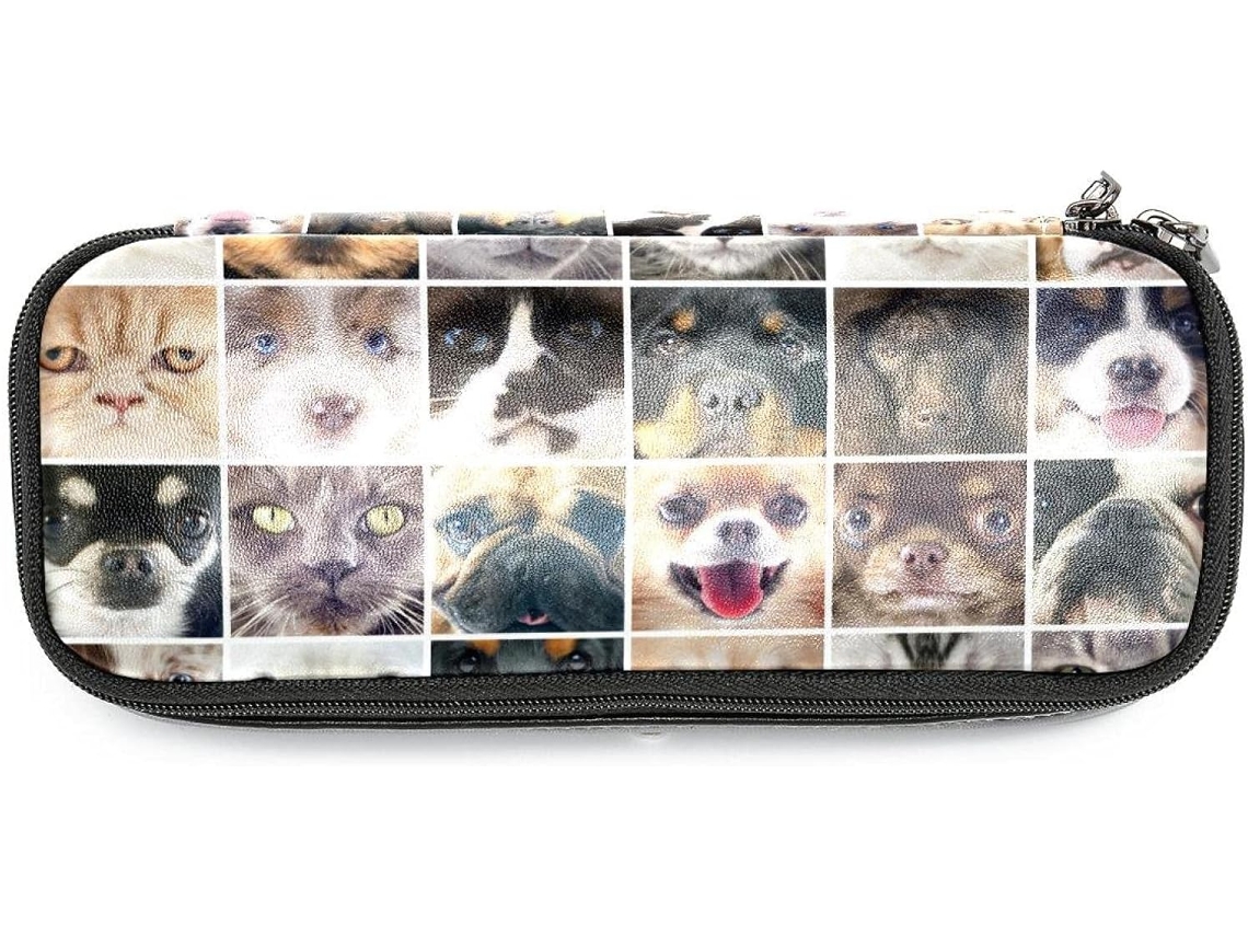 Este organizador grande para lápis e marcadores com estampa de gatos é ideal para a escola e para a mesa.