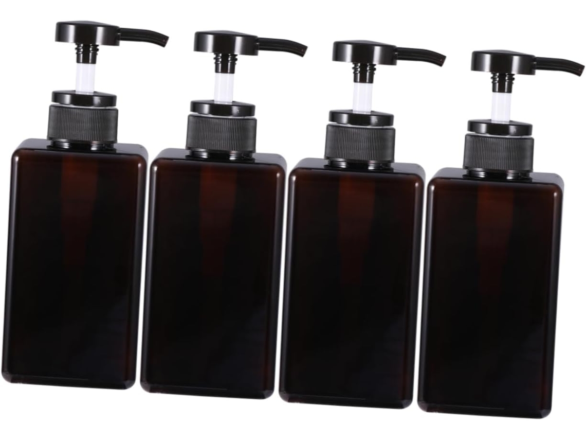 De 4 Frascos Com Bomba Dosadora Vazios Para Gel E Shampoo - Acessórios Práticos Para Viagem