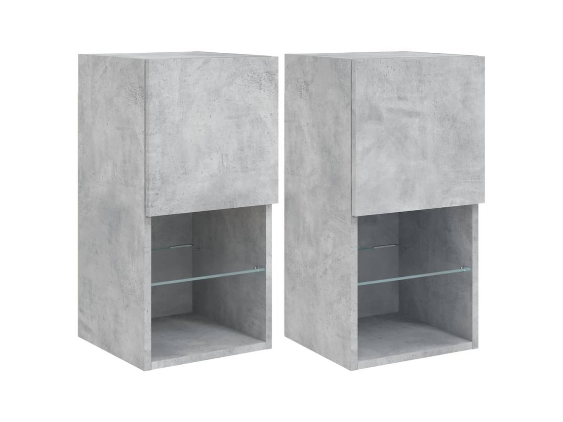 Móveis de TV com Luzes LED MAISON EXCLUSIVE 2 pcs 30,5x30x60 cm de cinzento cimento