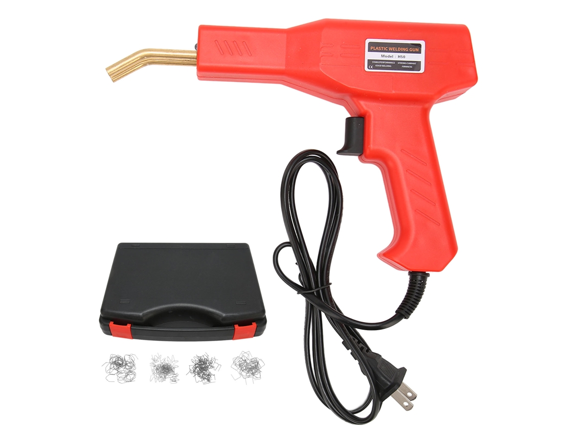 Máquina de solda para reparo de para-choques de 50 W com 4 tipos de pregos e luz LED, soldador de plástico.