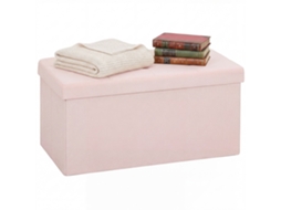 Armazenamento Puff. Banco Dobrável de Armazenamento 84 L 76x38x38 Cm Estofado em Linho Sintético Baú de Armazenamento Rosa Ge
