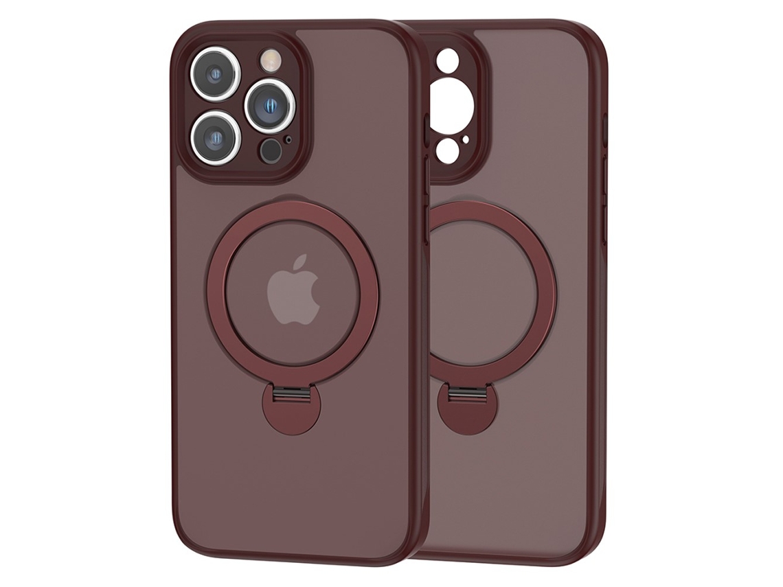 Suporte Casa Antiarranhões Para Iphone 15 Pro Max Pele Sintética Magnética Vermelho