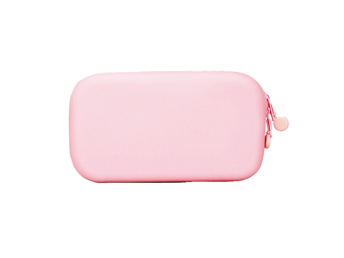 Estojo de Lápis de Silicone Macio e Colorido, Criativo, com Grande Capacidade, Rosa Grande BRILVIBERA