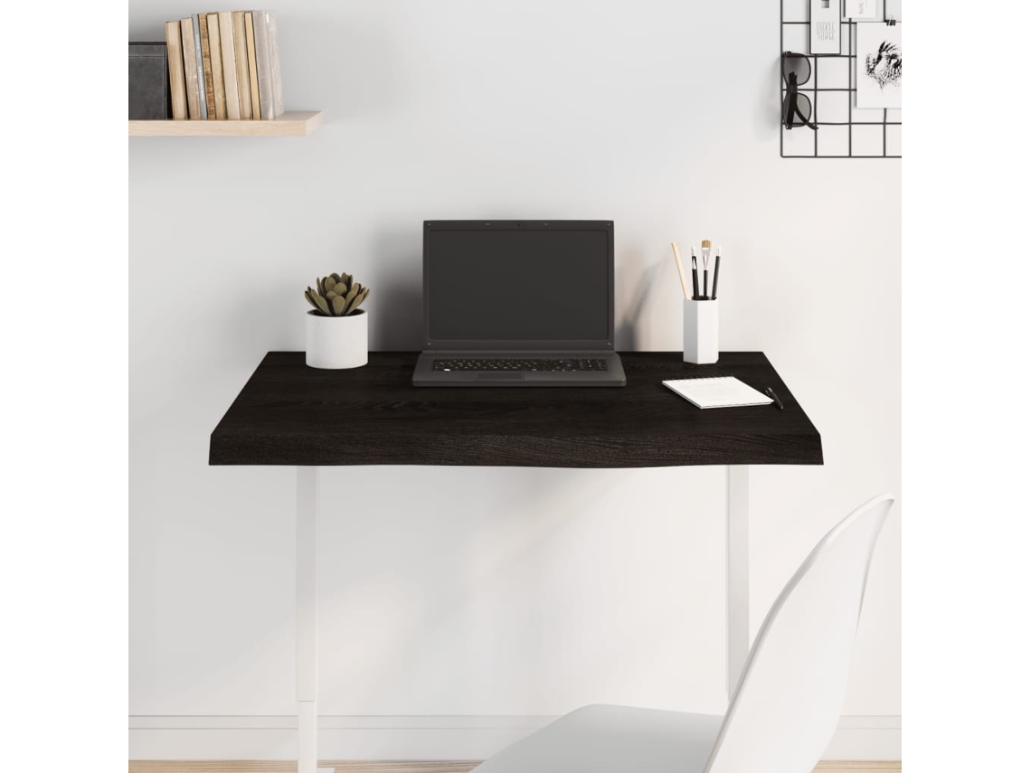 Vidaxl Tampo De Mesa 80x60x(2-6) Cm Carvalho Tratado Castanho-escuro