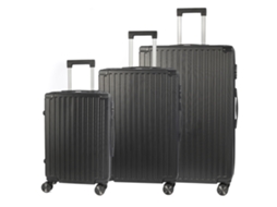 Jogo De 3 Malas Trolley, Em Material Leve Abs De Alta Resistência Com Cantos Reforçados. Fechadura Numérica E 4 Rodas Duplas Removíveis 360°. Dam