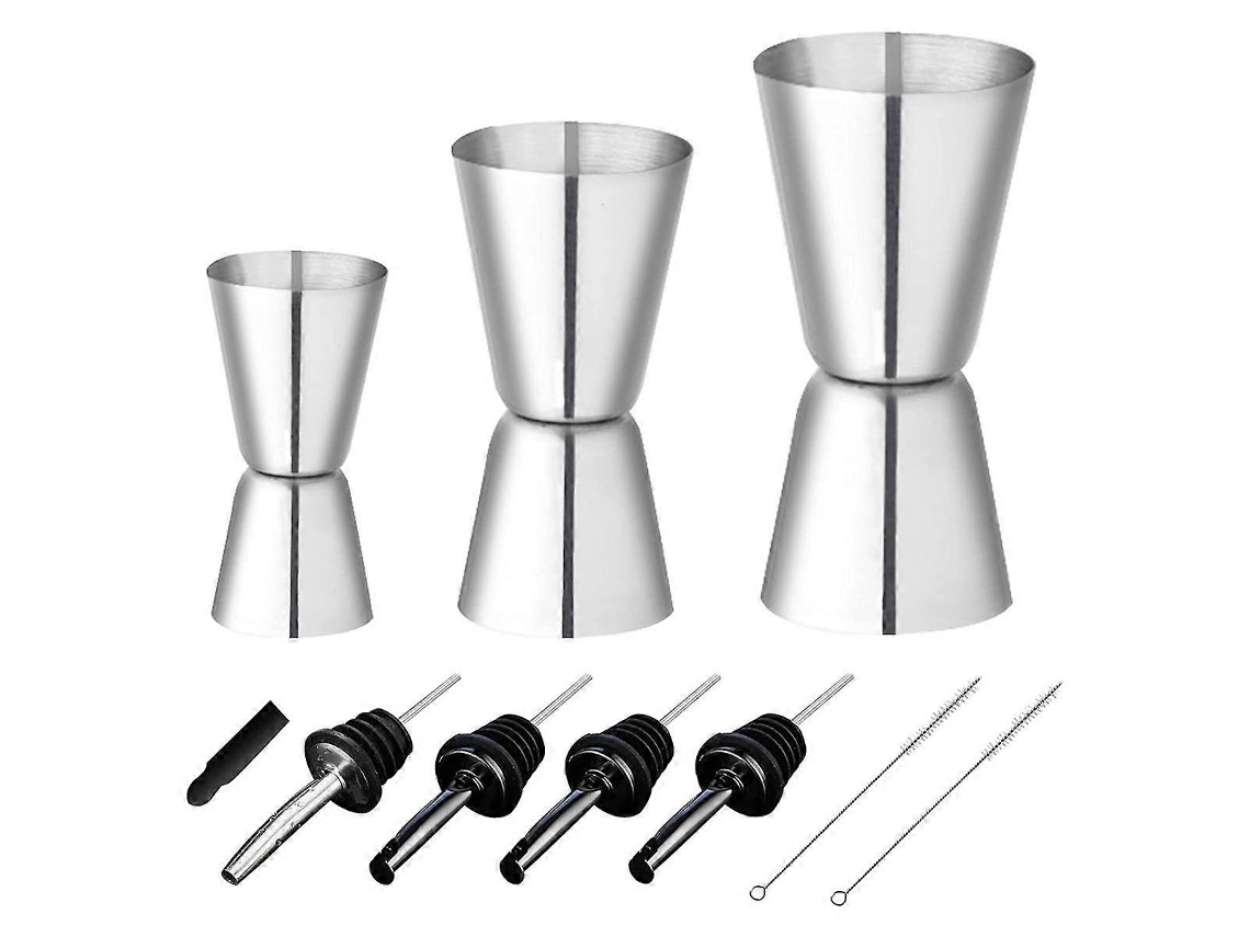 Set Medidores Cocktail Inox 3/4/5cl Escala Interna Bar Measure Jigger