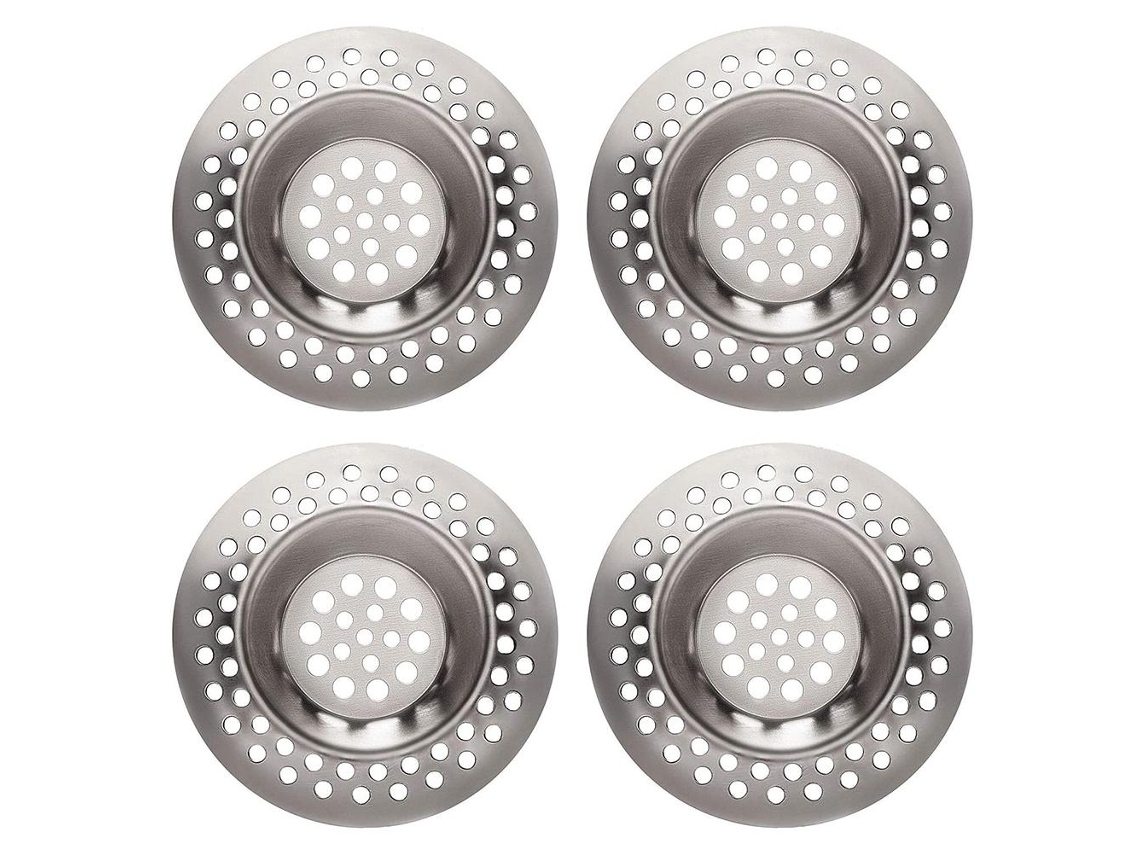 Conjunto de 4 Filtros de Pia de Aço Inoxidável com Tampa para Cozinha, Banheiro e Lavanderia | S/MARCA