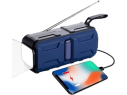 Rádio de Emergência AQUAFORGE com Energia Solar, AM/FM, Manivela, Bateria 2000mAh