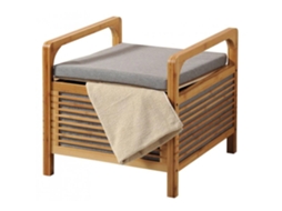 Banco de banheiro de bambu com armazenamento, 50 × 47 cm Kesper