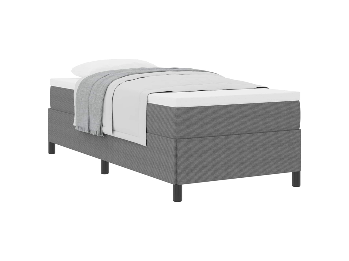 Cama De Solteiro | Camas Para Quarto | Cama Box Cinzento-claro 90 X 190 Cm Tecido De Veludo Cotele