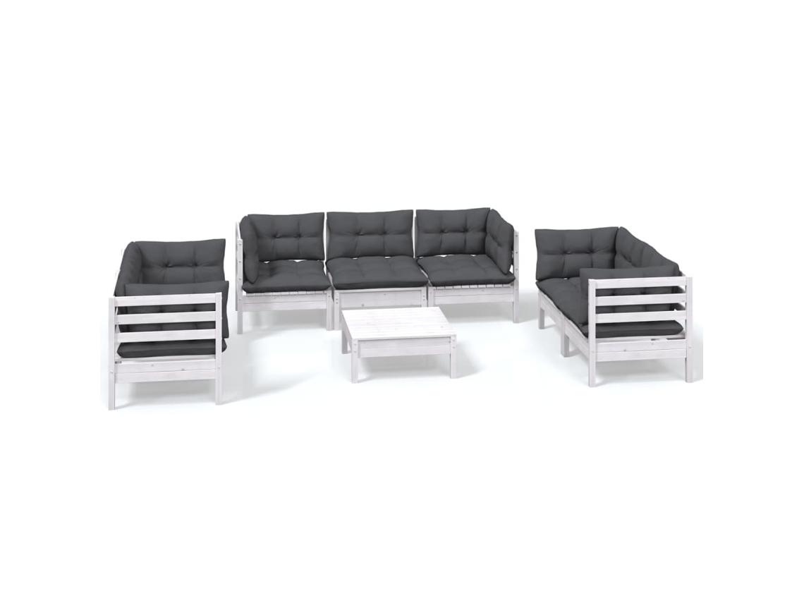 Conjunto de 8 Lounge de Jardim C/ Almofadões Pinho Maciço MAISON EXCLUSIVE