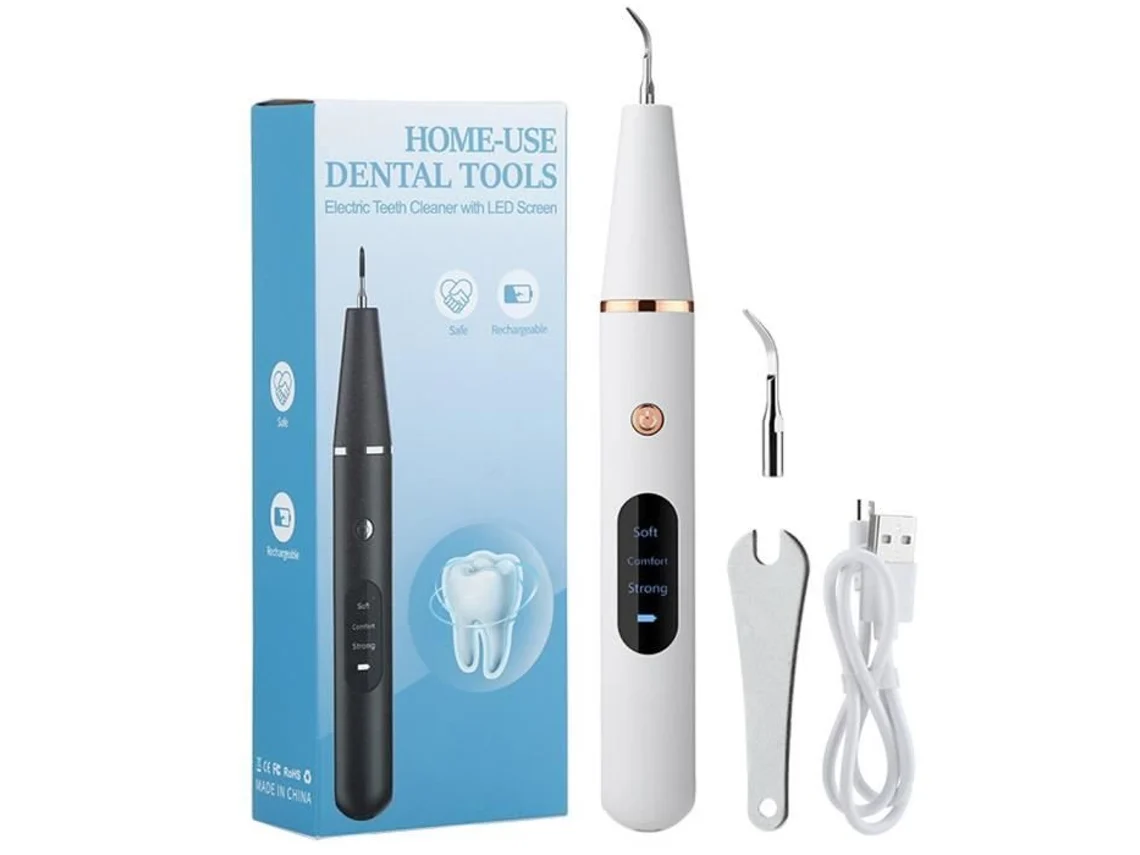 Removedor de Tártaro Dental Elétrico Recarregável Ultrassônico-Usb Irrigador Oral Portátil -Branco