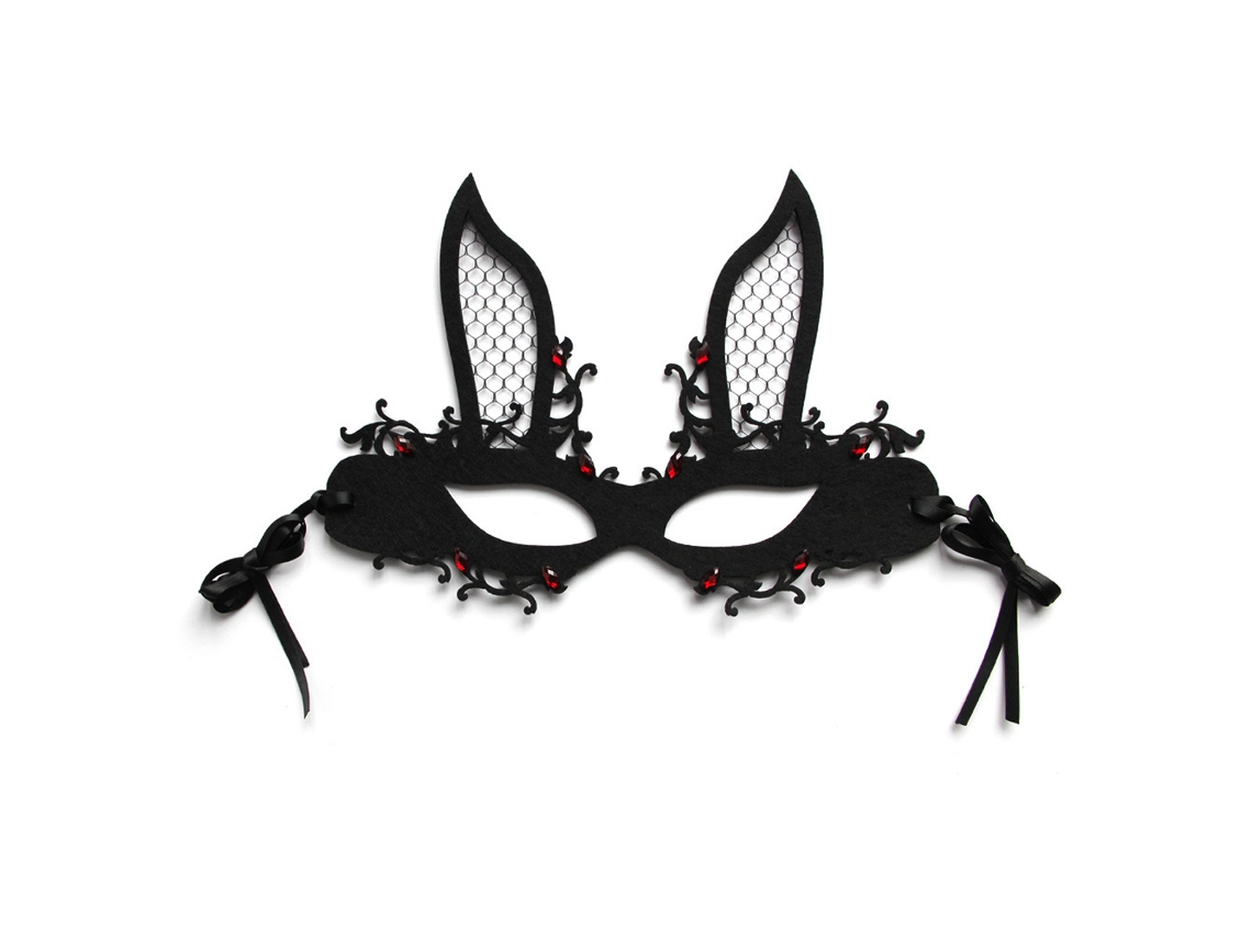 Máscara De Máscaras Com Orelhas De Coelho, Design Gótico Strass Detalhando A Meia Máscara Facial Para Acessórios Para Figurinos, Desgaste Confortável